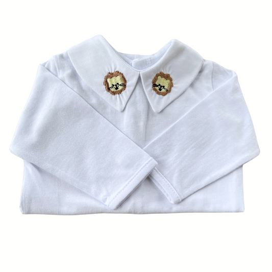 Baby Long-Sleeve Bodysuit with Embroidered Lion