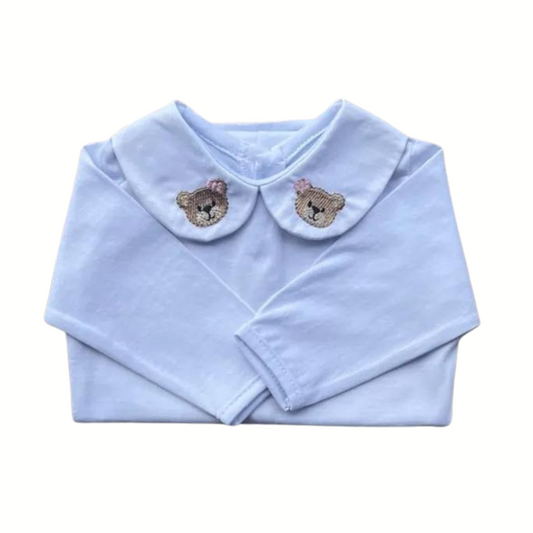 Baby Long-Sleeve Bodysuit with Embroidered Little She Bear