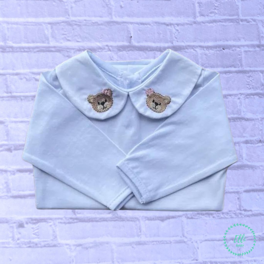 Baby Long-Sleeve Bodysuit with Embroidered Little She Bear