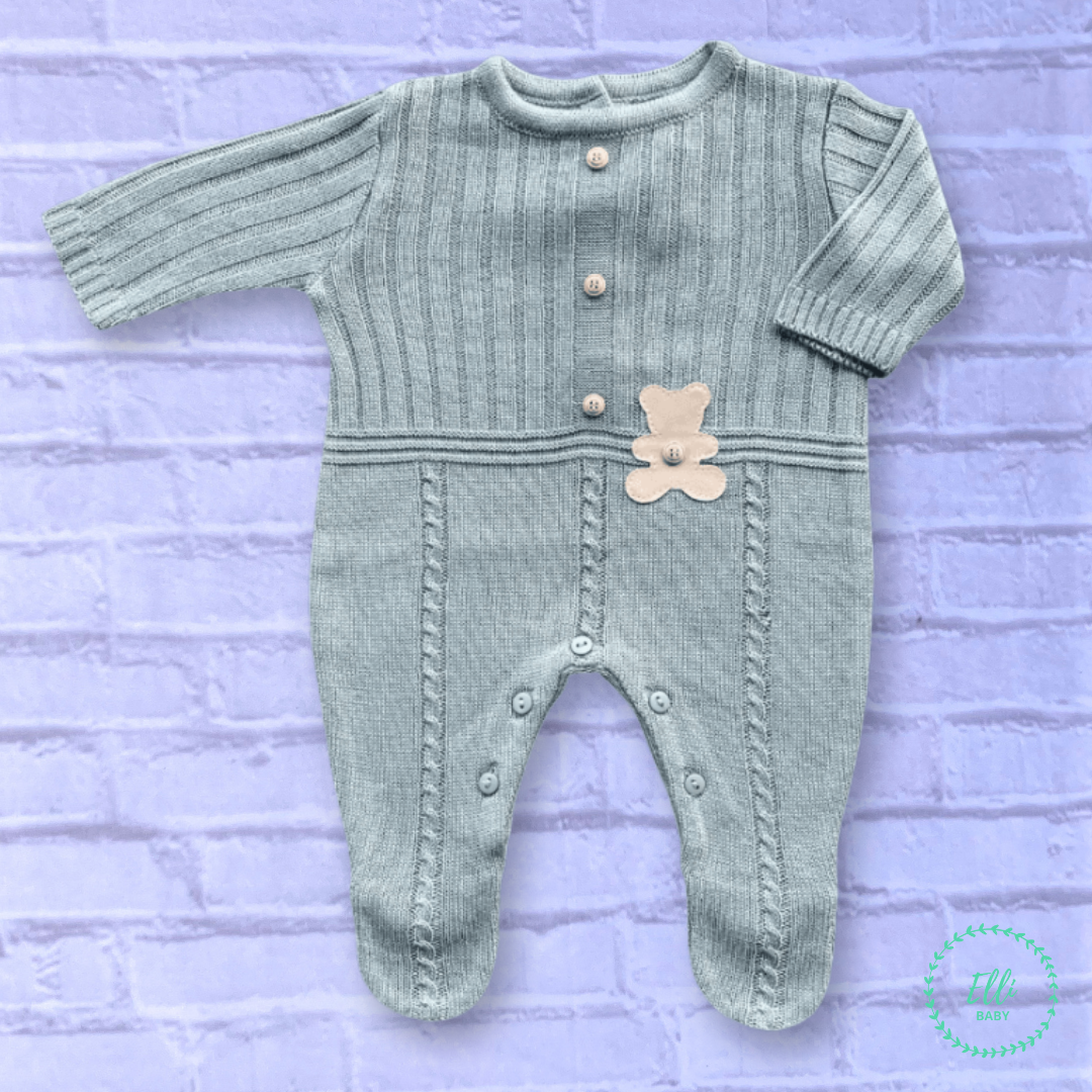 Baby Long-Sleeve Knit Romper Lian Sage Green