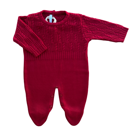 Baby Long-Sleeve Knit Romper Hummingbird Red