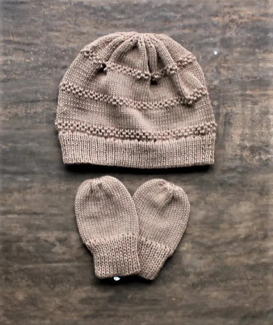 Baby Hat and Mitten Knit Set Tally