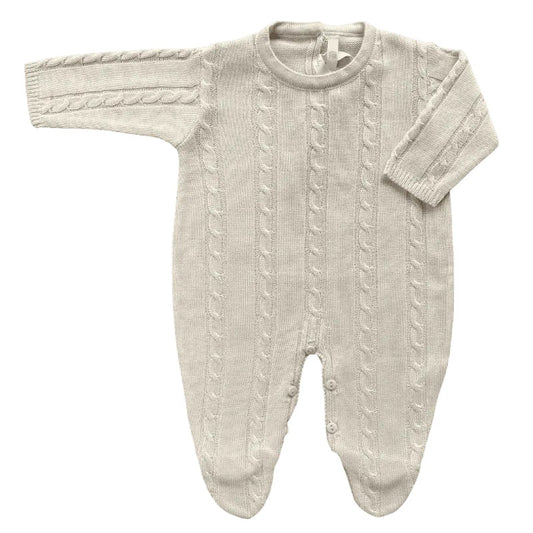 Baby Long-Sleeve Knit Romper Braided