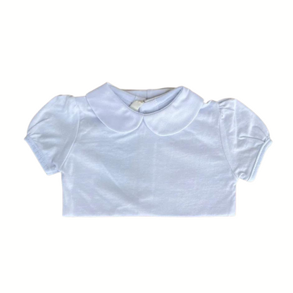 Baby Short-Sleeve Bodysuit with Traditional Oval Neck White