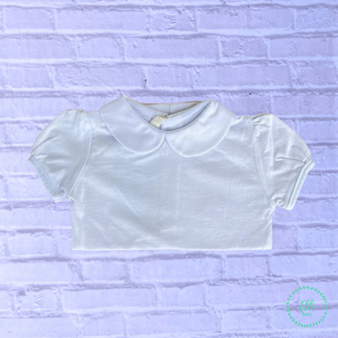 Baby Short-Sleeve Bodysuit with Traditional Oval Neck White