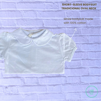 Baby Short-Sleeve Bodysuit with Traditional Oval Neck White