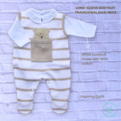 Baby Long-Sleeve Bodysuit with Traditional Oval Neck