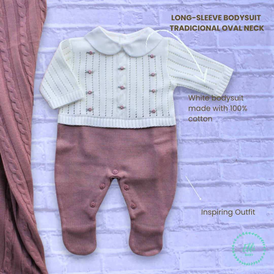 Baby Long-Sleeve Bodysuit with Traditional Oval Neck