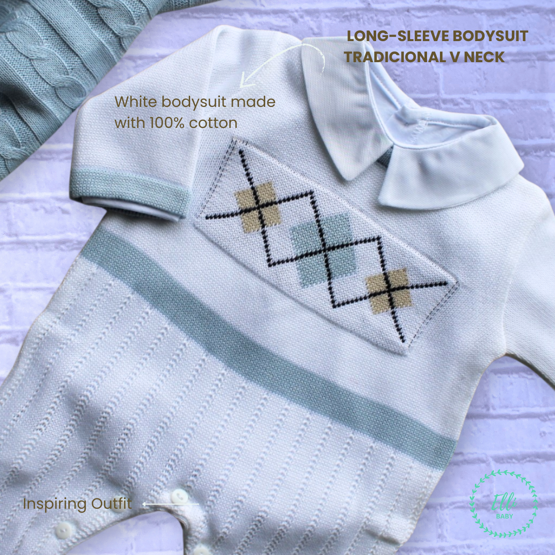 Baby Long-Sleeve Bodysuit with Traditional V Neck