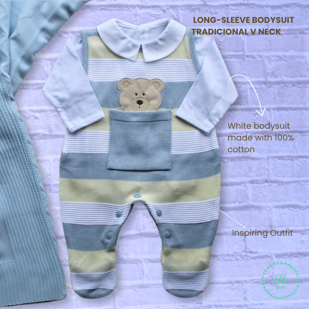 Baby Long-Sleeve Bodysuit with Traditional V Neck