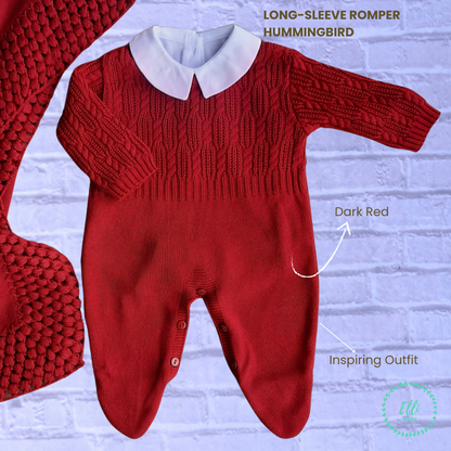 Baby Long-Sleeve Knit Romper Hummingbird Red