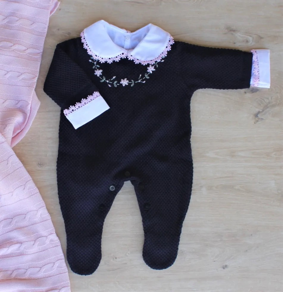 Baby Long-Sleeve Knit Romper Cecilia