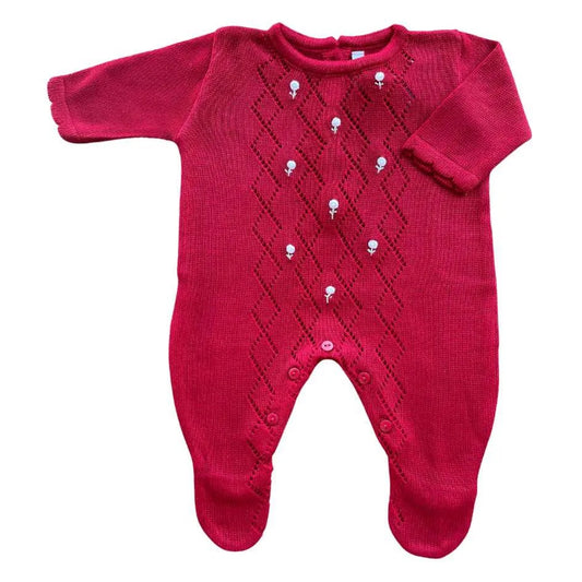 Baby Long-Sleeve Knit Romper Rococo