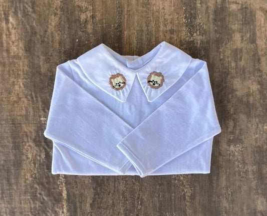 Baby Long-Sleeve Bodysuit with Embroidered Lion