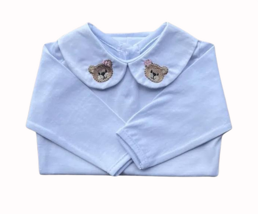 Baby Long-Sleeve Bodysuit with Embroidered Little She Bear