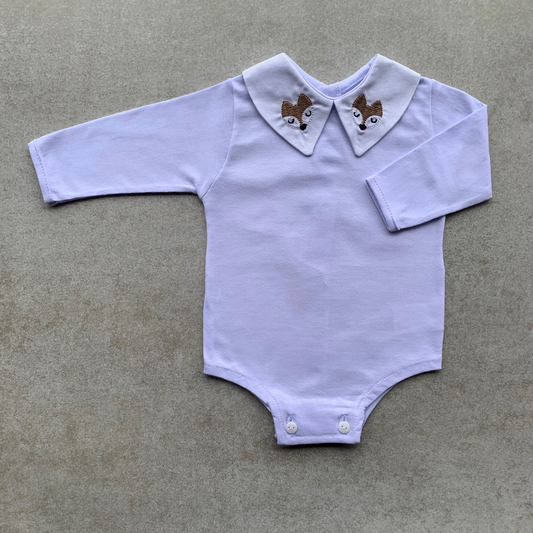 Baby Long-Sleeve Bodysuit with Embroidered Fox