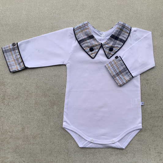 Baby Long-Sleeve Bodysuit with Chess Design