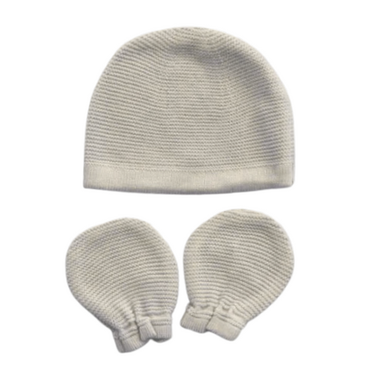 Baby Hat and Mitten Knit Set Ribbed