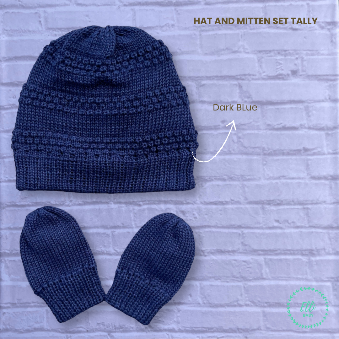 Baby Hat and Mitten Knit Set Tally