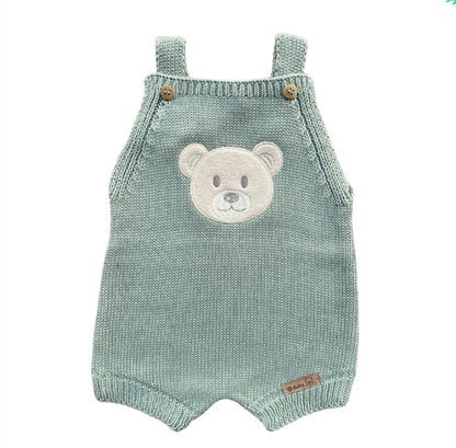 Baby Knit Shortall Bear Sage Green