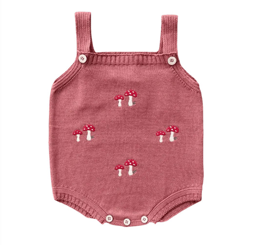 Baby Knit Shortall Mushroom Terracotta