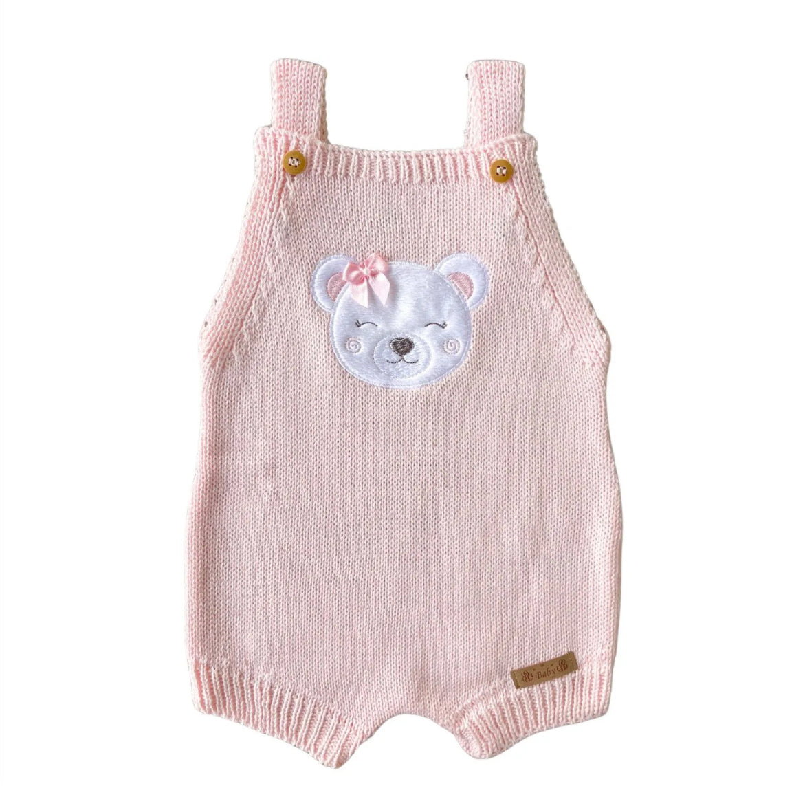 Baby Knit Shortall She Bear Light Pink