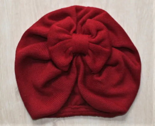 Baby Knit Turban Bow Red