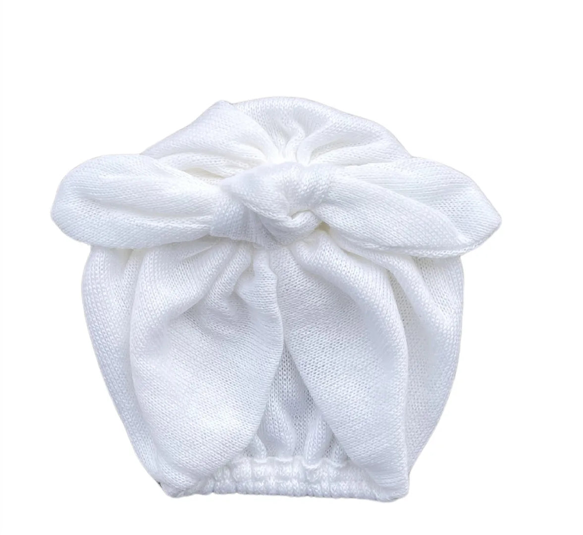 Baby Knit Turban Bow White