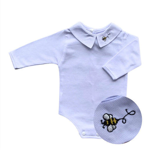 Baby Long-Sleeve Bodysuit with Embroidered Bee