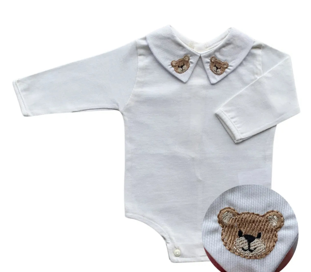 Baby Long-Sleeve Bodysuit with Embroidered Bear