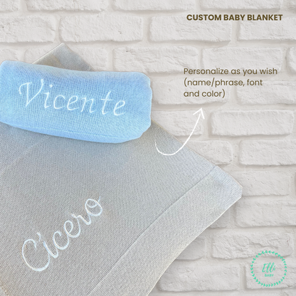 Baby Blanket Knit with Personalized Embroidery