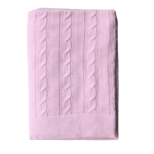 Baby Blanket Braided Knit Light Pink