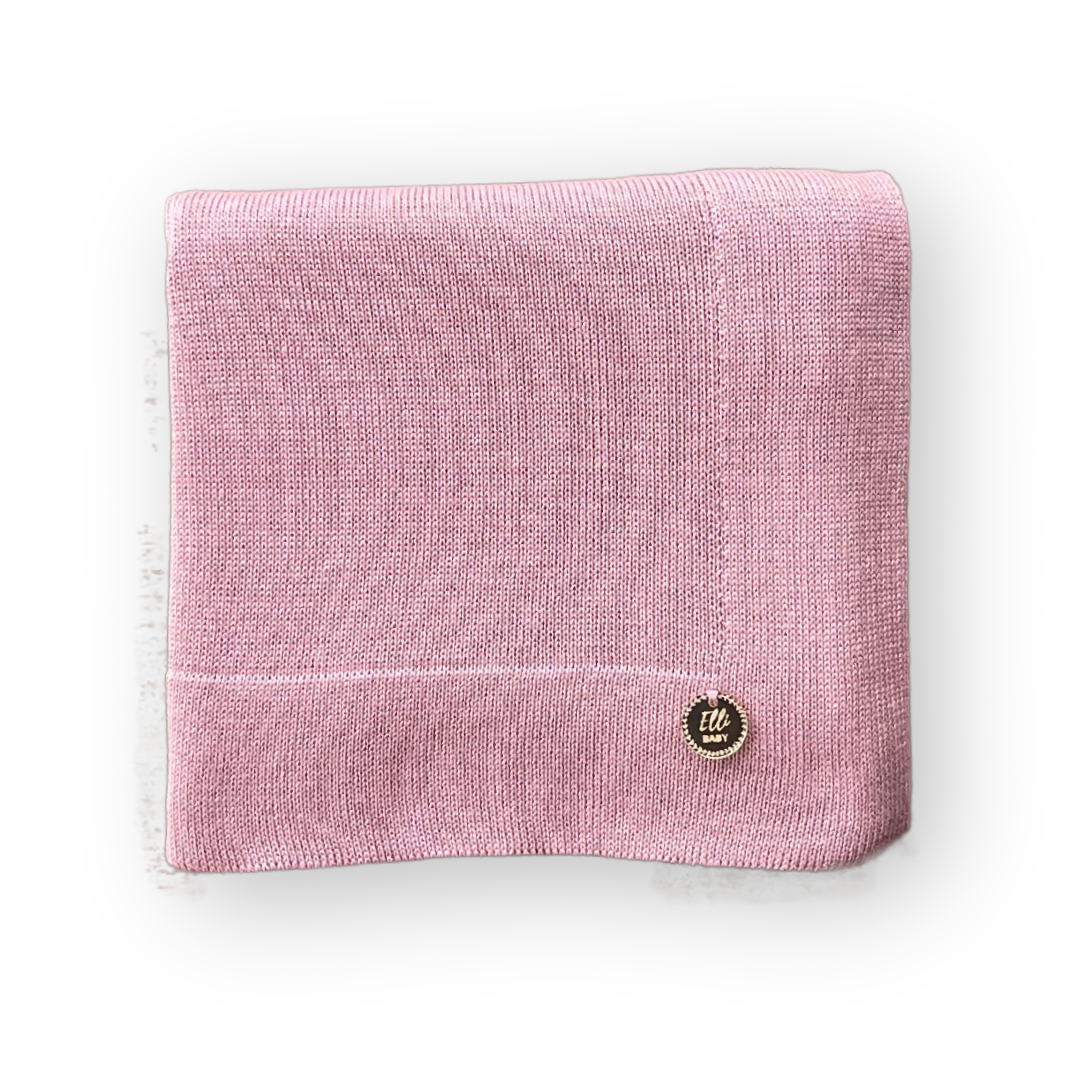 Baby Blanket Plain Knit Silver Pink