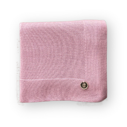 Baby Blanket Plain Knit Silver Pink