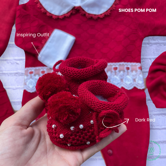 Baby Knit Shoes Pom Pom