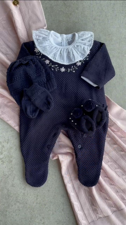 Baby Long-Sleeve Knit Romper Cecilia